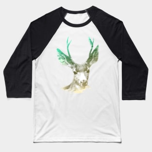 Deer Superimposed Watercolor Baseball T-Shirt